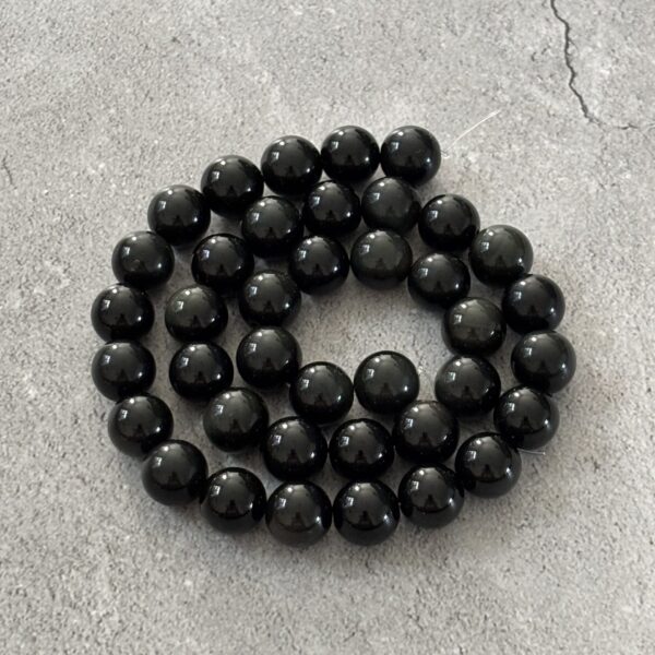 perles rondes 10 mm en obsidienne céleste naturelle pour créations artisanales