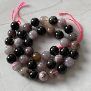 Perles rondes tourmaline multicolore 10 mm – création de bracelets et colliers en pierres naturelles