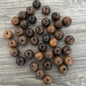 Perles 10 mm de bois de roble