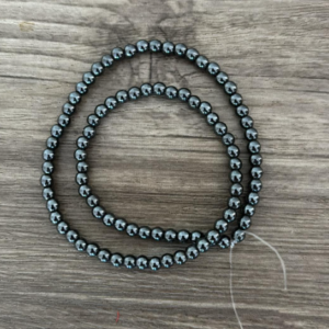 hématite naturelle fil de perles 4 mm