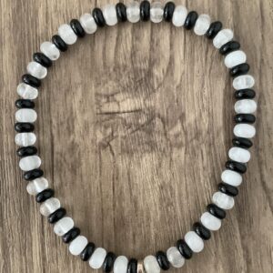 onyx et cristal de roche rondelles bracelet de chevilles