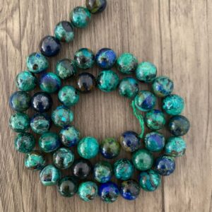 Azurite naturelle, qualité extra, perles 8 mm à l'unité, en lot ou fil complet