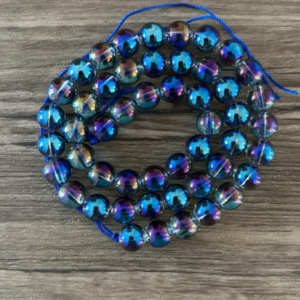 Perles aqua aura bleu violet à l'unité, en lot ou fil ou rang complet