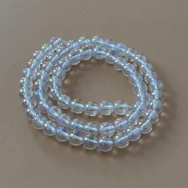 Perles Aqua Aura blanches 6 mm pour bijoux lumineux