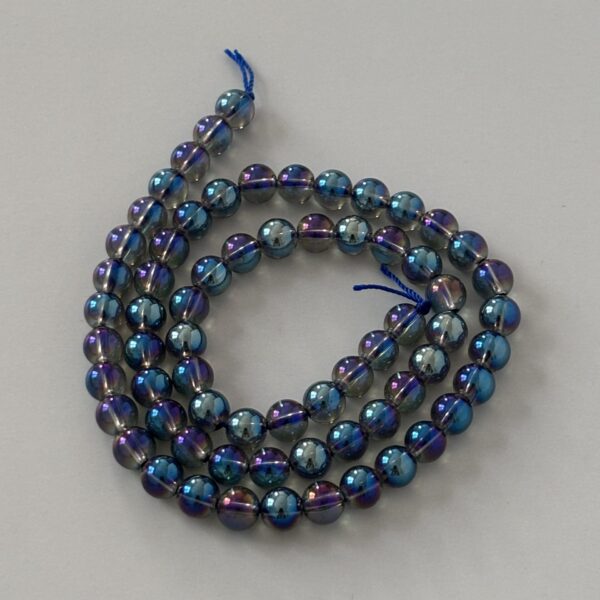 Perles aqua aura bleu violet 6 mm, éclat irisé pour bijoux créatifs