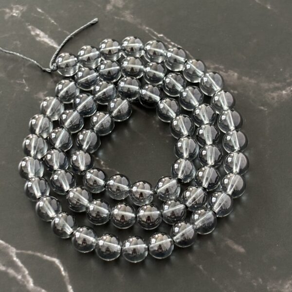 Perles aqua aura gris 6 mm pour créations de colliers et bracelets