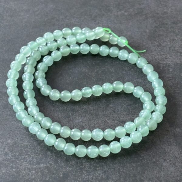 Fil de perles aventurine verte 4 mm véritables pour créations bijoux, bracelets et colliers