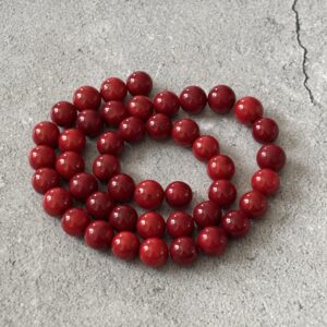 Perles rondes 8 mm corail rouge pour bracelet et collier