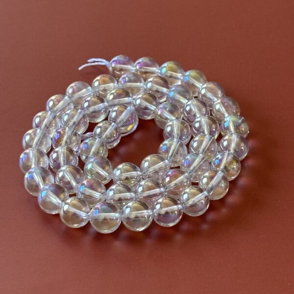 Perles rondes aqua aura blanc 8 mm effet irisé pour bijoux