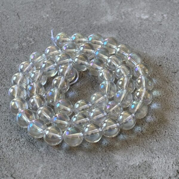 Perles aqua aura blanc 8 mm pour bracelet et collier fait main