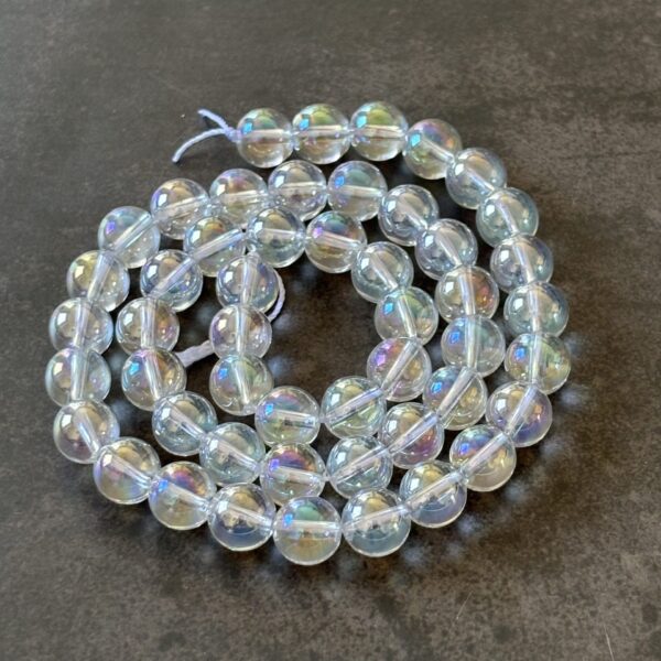 Perles gemmes 8 mm aqua aura blanc pour créations artisanales