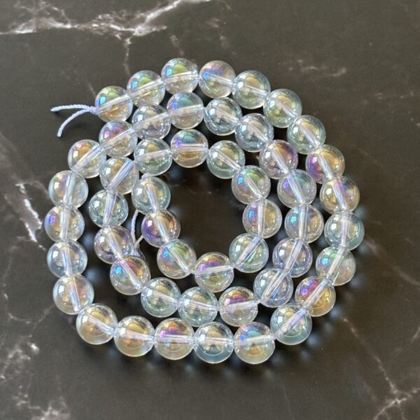 Perles aqua aura blanc 8 mm cristal lumineux pour collier