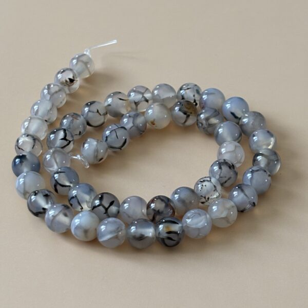 Perles gemmes agate dragon 8 mm pour confiance en soi et stabilité