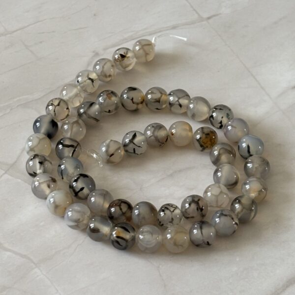 Perles 8 mm agate veine de dragon idéales pour artisanat créatif et accessoires DIY