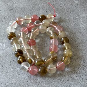 Perles gemmes tourmaline melon d’eau 8 mm idéales pour bracelet, collier ou boucles DIY