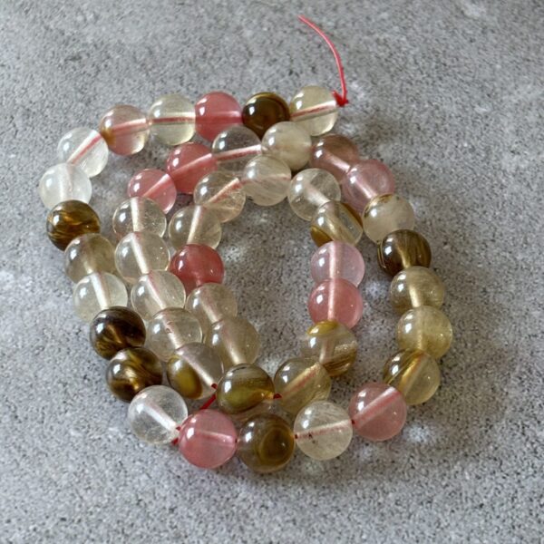 Perles gemmes tourmaline melon d’eau 8 mm idéales pour bracelet, collier ou boucles DIY