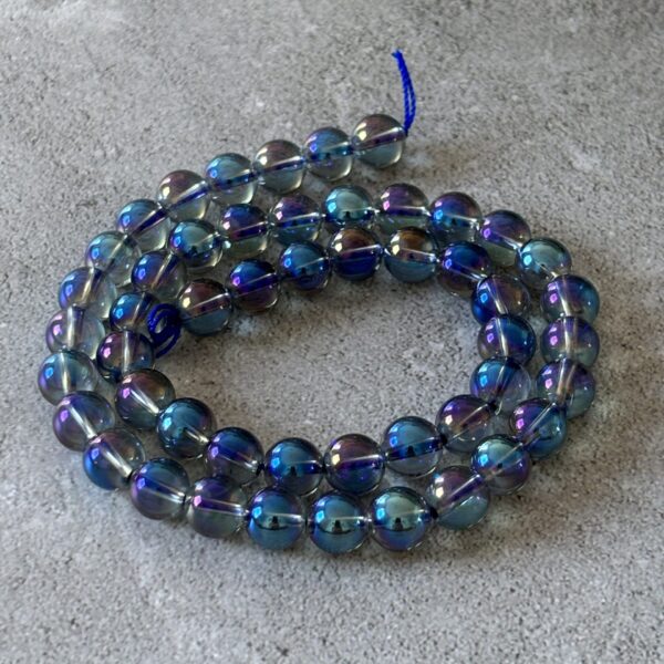 Perles 8 mm aqua aura bleu violet pour énergie positive et méditation