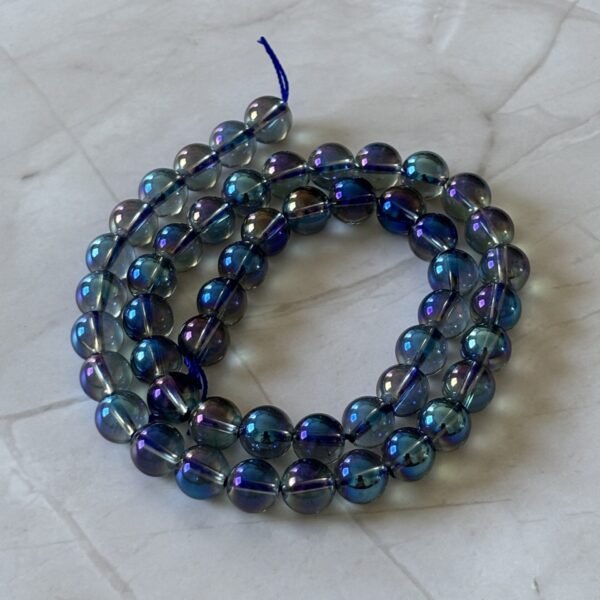 Perles 8 mm aqua aura bleu violet pour bijoux artisanaux, achat et énergie positive