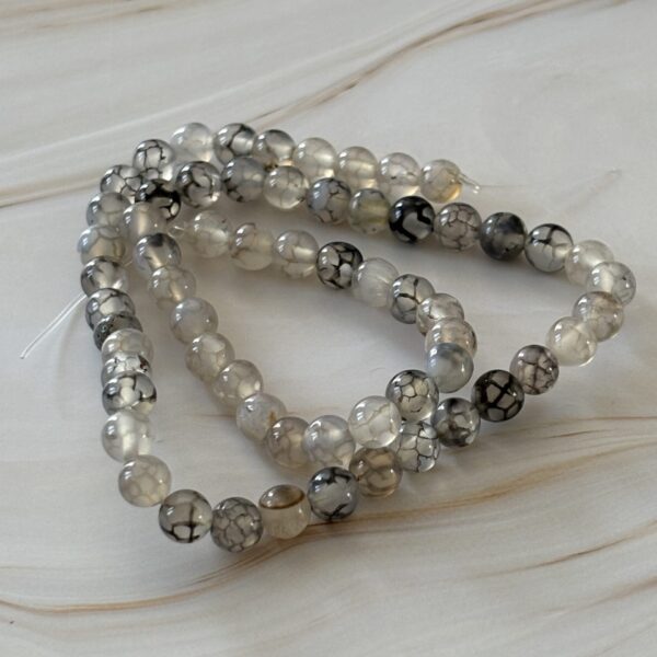 Perles 6 mm agate veine de dragon naturelle, idéales pour DIY lithothérapie et créations faites main