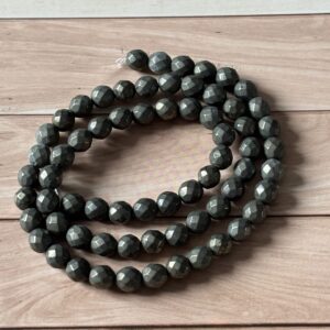 Lot de perles pyrite facettées, pierres semi-précieuses dorées