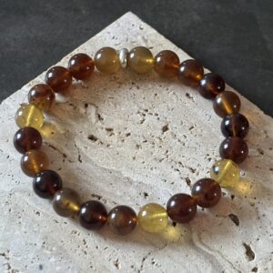 Bracelet ambre miel, pierre solaire apaisante et réconfortante