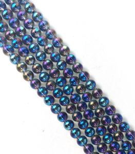 Perles aqua aura bleu violet à l'unité, en lot ou fil ou rang complet