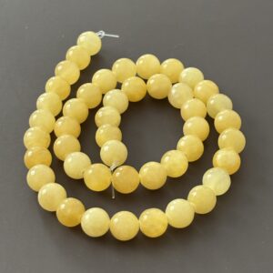 Perles calcite jaune lisses 8 mm, pierre de lumière et énergie positive