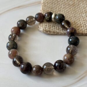 Bracelet pierres naturelles dépression quartz fumé pietersite tourmaline