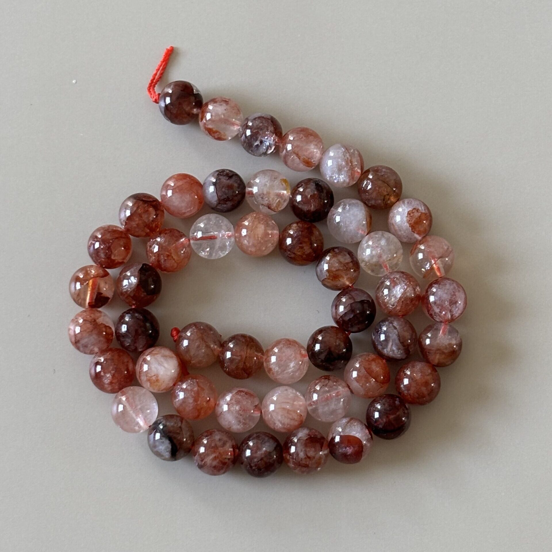 Perles 8 mm quartz hématoïde pour bijoux artisanaux, achat et énergie protectrice