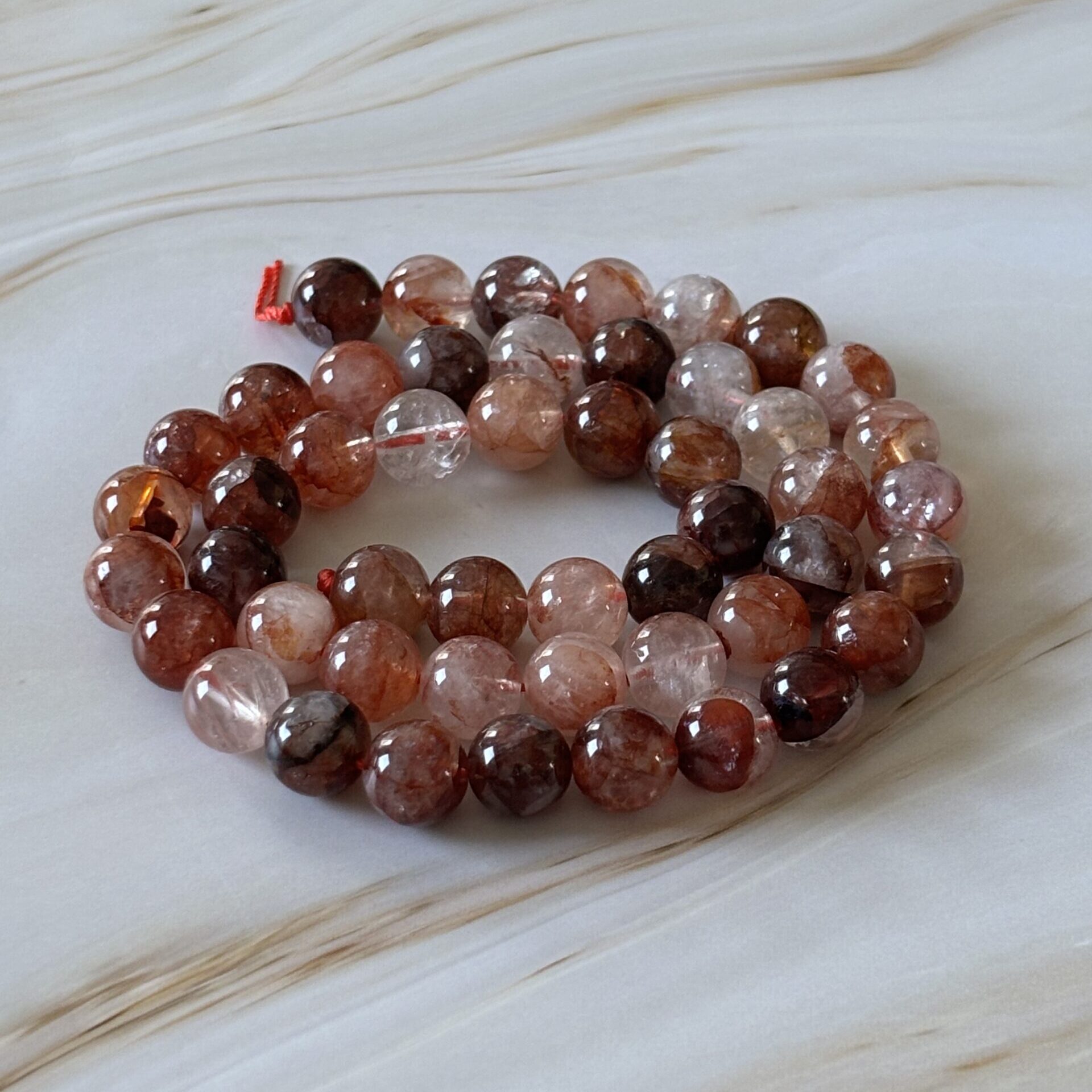 Perles 8 mm quartz hématoïde naturelles pour achat et créations de bijoux artisanaux