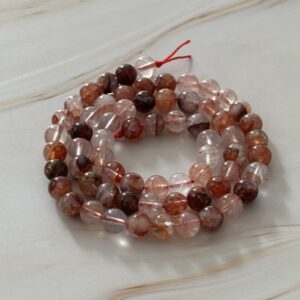 perles rondes 6 mm quartz hématoïde aux reflets rougeâtres pour bijoux créatifs