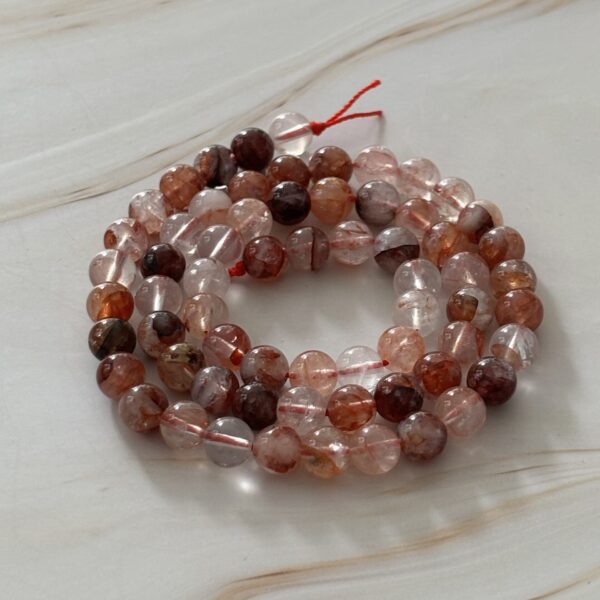 perles rondes 6 mm quartz hématoïde aux reflets rougeâtres pour bijoux créatifs