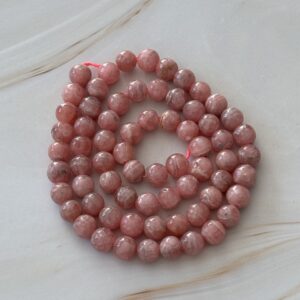 Perles de rhodochrosite 6 mm naturelles, pierre rose aux nuances uniques
