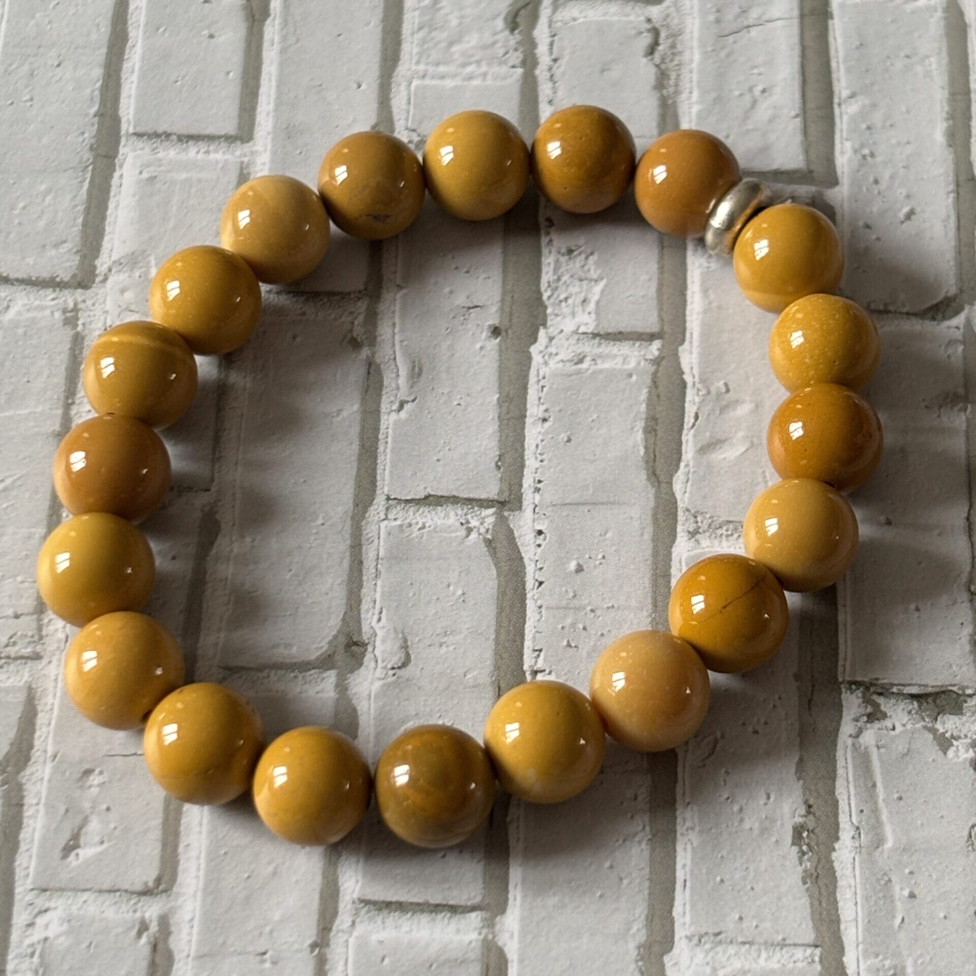 Bracelet en jaspe jaune – perles naturelles aux tons dorés et lumineux