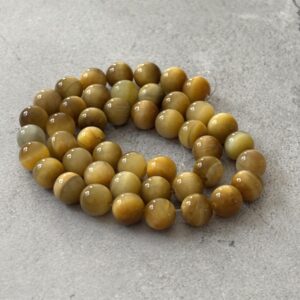 Perles rondes 8 mm œil de tigre doré naturelles pour création artisanale