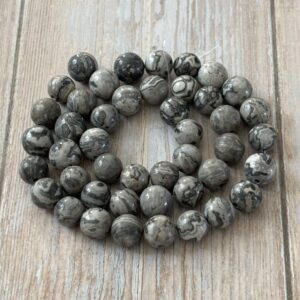 Perles naturelles 8 mm jaspe Netstone pour créations de bijoux personnalisés