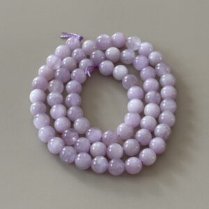 Perles kunzite 6 mm qualité extra, idéales pour lithothérapie et créations artisanales
