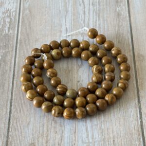 lot de perles 6 mm jaspe bois nuances terre création bijoux énergétique