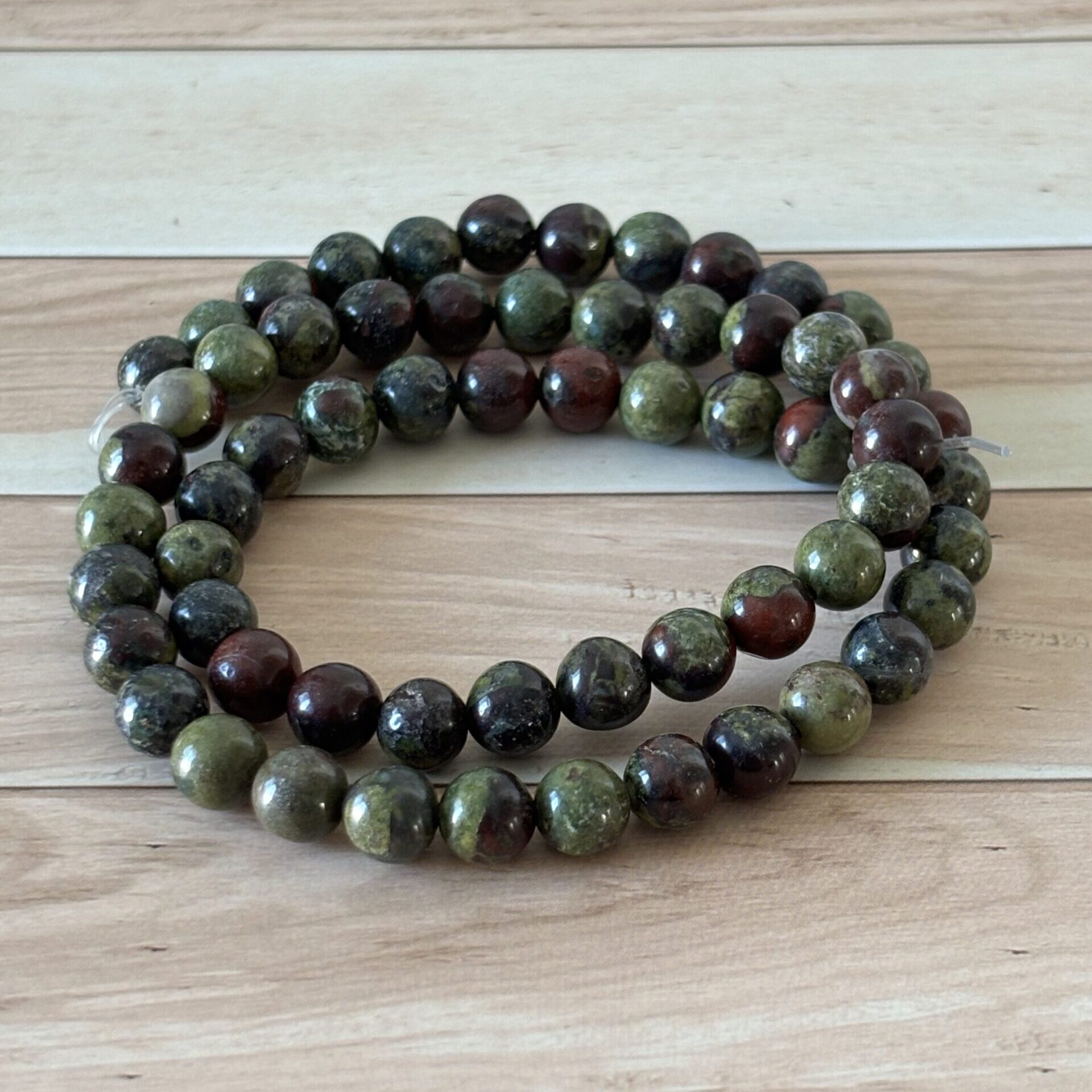 Perles jaspe sang du dragon, lot de perles semi-précieuses