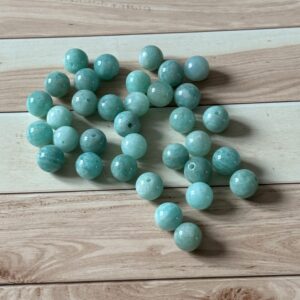 Perles d’amazonite du Pérou 8 mm, nuances vertes et bleues naturelles