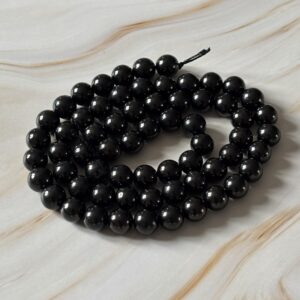 perles de jais 6 mm, pierre noire élégante pour création d'ancrage et protection