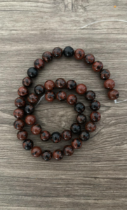 Obsidienne acajou ou mahogany naturelle en perles de 6 ou 8 mm, à l'unité, en lot ou fil complet