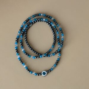 Collier pierres naturelles hématite, apatite et labradorite extra – protection et intuition