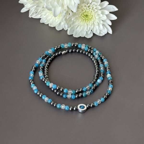Collier perles hématite, apatite et labradorite extra – pierre de force et équilibre
