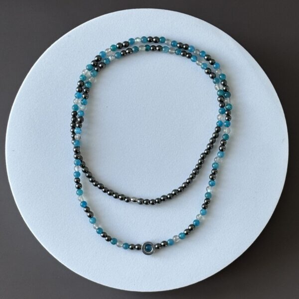 Bijou artisanal collier hématite, apatite et labradorite extra – élégance et bien-être