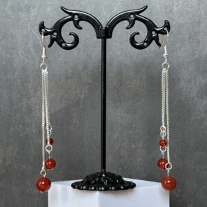 boucles d oreilles femme triple perles cornaline