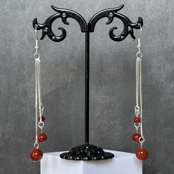 boucles d oreilles femme triple perles cornaline