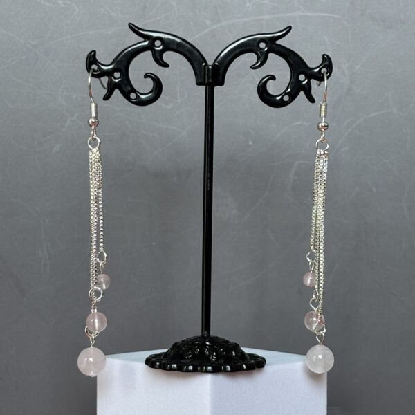 bijoux femme boucles d oreilles pierre quartz rose