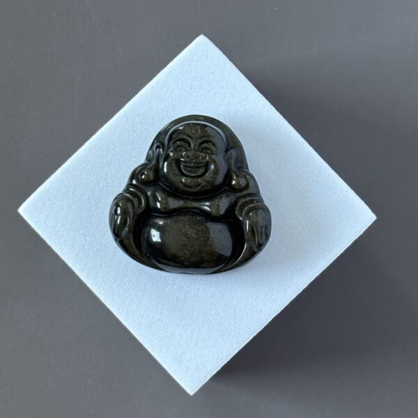 figurine bouddha obsidienne dorée protectrice