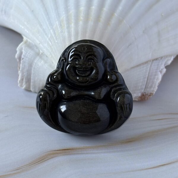 bouddha en obsidienne dorée décoration spirituelle